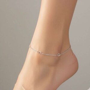 Tornozeleira Aço Inoxidável com Corações Vazados