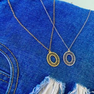 Colar design Oval de aço inox