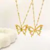 Colar Borboleta com cores de aço inoxidável