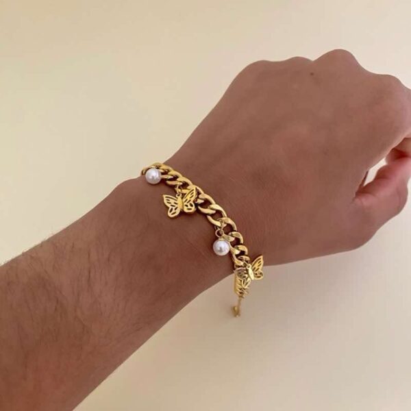 Pulseira de corrente e borboletas de aço inoxidável - Image 2