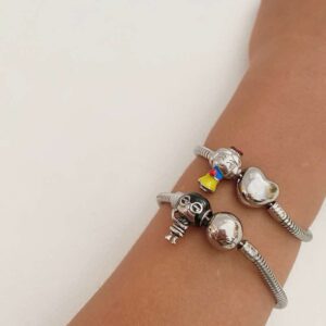 Pulseira Infantil com Berloques - Aço Inoxidável (Tamanhos 13, 14 e 15 cm)