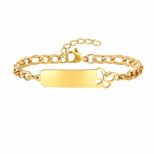 Pulseira Infantil Dourada com Detalhe de borboleta Vazado – Aço Inoxidável