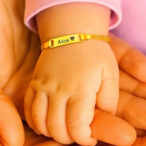 Pulseira Personalizada Infantil em Aço Inoxidável – Nome Gravado