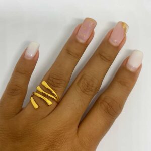 Anel Feminino Espiral Dourado – Aço Inoxidável Ajustável