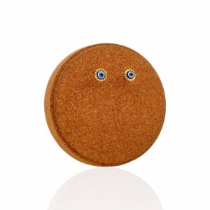 Brinco Olho Grego com Bordado Dourado – Aço Inoxidável (Par)