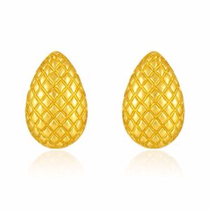 Brinco Gota Texturizada em Aço Inoxidável Dourado