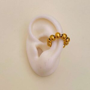 Ear Cuff Bolas Douradas em Aço Inoxidável