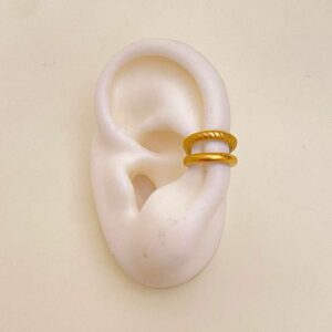 Ear Cuff Duplo Dourado em Aço Inoxidável
