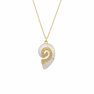 Colar Espiral Dourado com Madre-Pérola