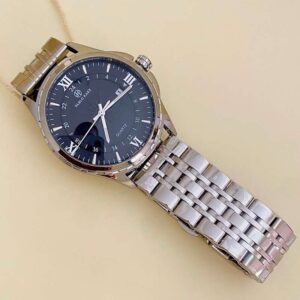 Relógio Masculino Clássico em Aço Inoxidável – Mostrador Preto