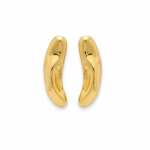 Brincos Alongados Esculpidos Dourados – Design Contemporâneo em Aço Inoxidável