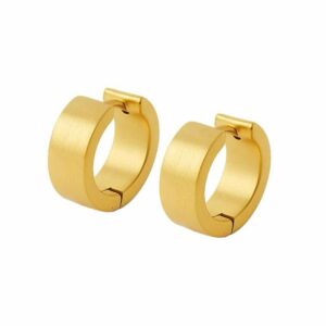 Argola Grossa Minimalista e Larga em Aço Inoxidável - Fecho Click