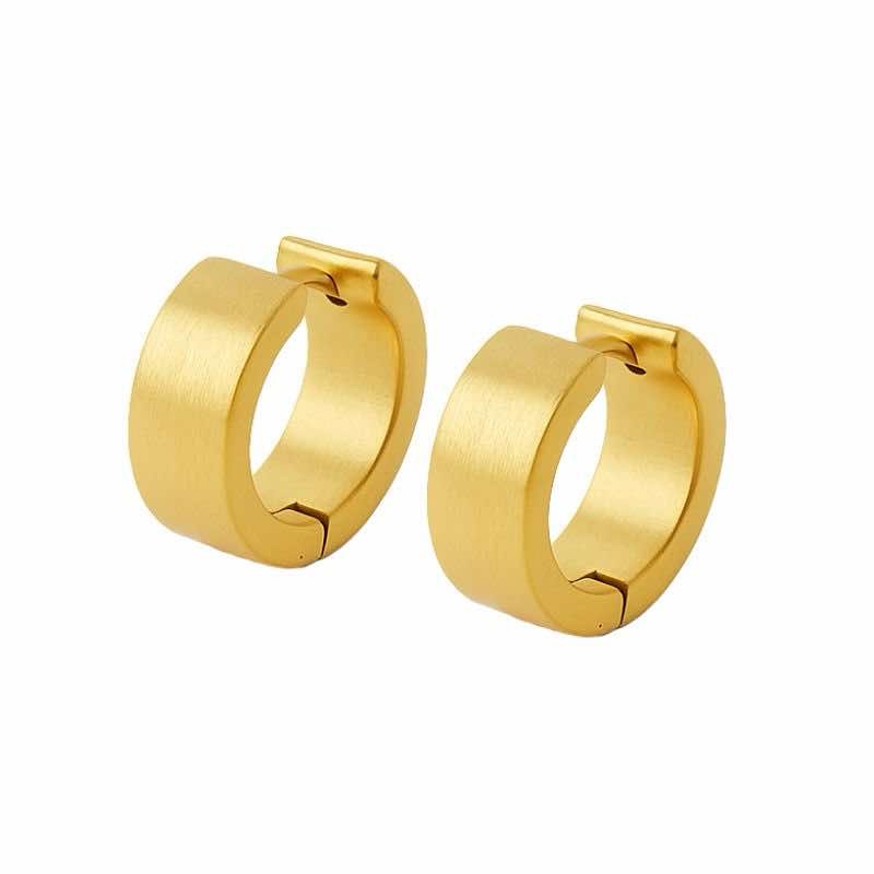 Argola Grossa Minimalista e Larga em Aço Inoxidável - Fecho Click