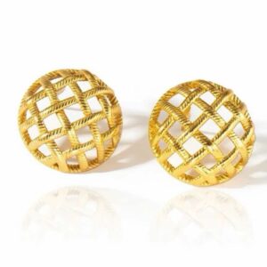 Brincos Esfera Tramada Dourada – Aço Inoxidável