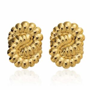 Brincos Dourados Esculpidos em Forma de Espiral – Aço Inoxidável