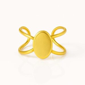 Anel Minimalista Oval Dourado em Aço Inoxidável