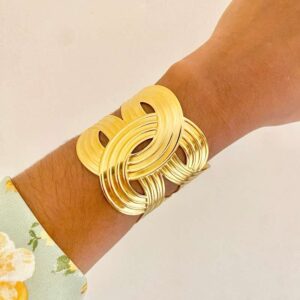 Pulseira Elos Dourados Luxo em Aço Inoxidável