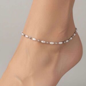 Tornozeleira Pérolas Dourada ou Prateada – Aço Inoxidável