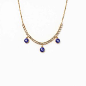 Colar Olho Grego Redondo com Zircônias de aço inox