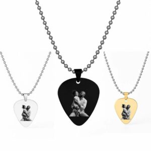 Colar Personalizado com Foto – Pendente Formato Palheta (Aço Inoxidável)