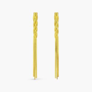 Brincos Longos Trançados — Aço Inoxidável