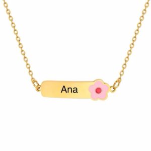Colar Infantil Personalizado em Aço Inoxidável com Detalhe Decorativo