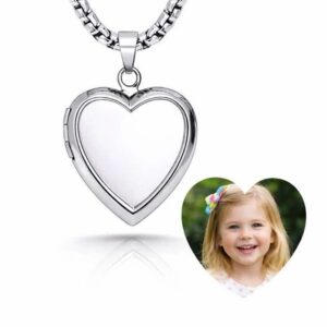 Relicário Pingente Coração em Aço Inoxidável