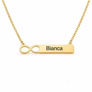 Colar Personalizado com Nome e Símbolo Infinito em Aço Inoxidável