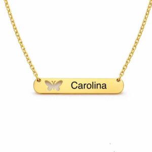 Colar Personalizado com Nome e Borboleta em Aço Inoxidável
