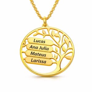 Colar Árvore da Vida Personalizado com Nomes em Aço Inoxidável