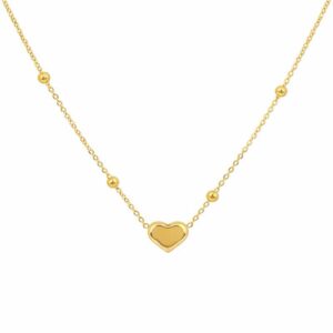 Colar Coração Minimalista com Esferas em Aço Inoxidável