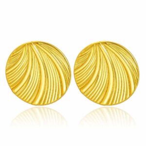 Brinco Redondo Texturizado em Aço Inoxidável Dourado