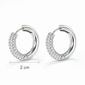 Argolas Pavé de Cristais de Aço Inoxidável