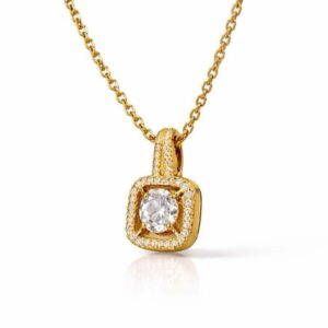 Colar Ponto de Luz Quadrado em Aço Inoxidável com Zircônias