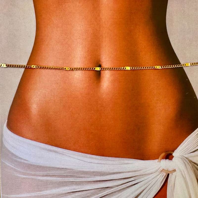 Corrente de Cintura Minimalista em Aço Inoxidável Dourado Ajustável