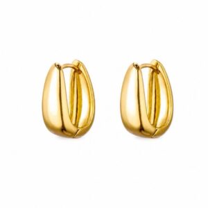 Brincos Argola Oval Minimalista em Aço Inoxidável Dourado